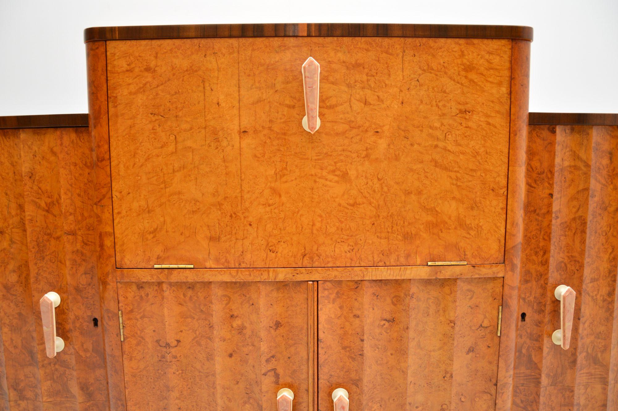 Early 20th Century Art Deco Burr Walnut Cocktail Cabinet / Sideboard by Epstein