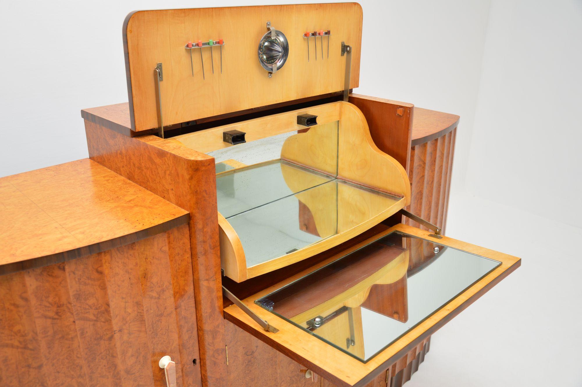 Art Deco Burr Walnut Cocktail Cabinet / Sideboard by Epstein 1
