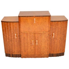 Antique Art Deco Burr Walnut Cocktail Cabinet / Sideboard by Epstein