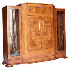 Art Deco Burr Walnut Cocktail / Display Cabinet