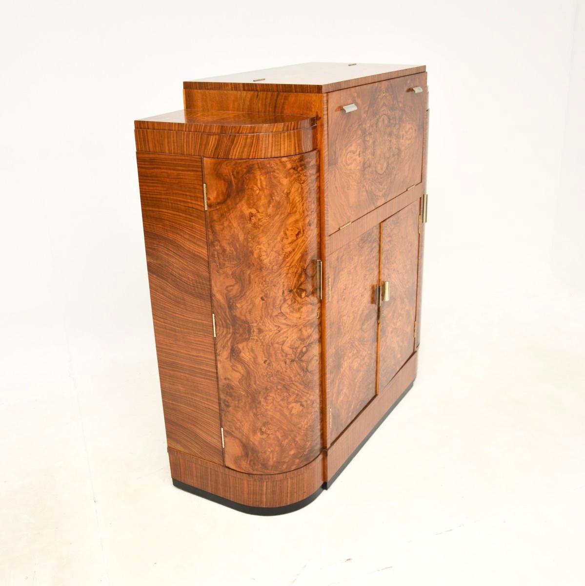 Art Deco Burr Walnut Cocktail Drinks Cabinet by Maple and Co 5