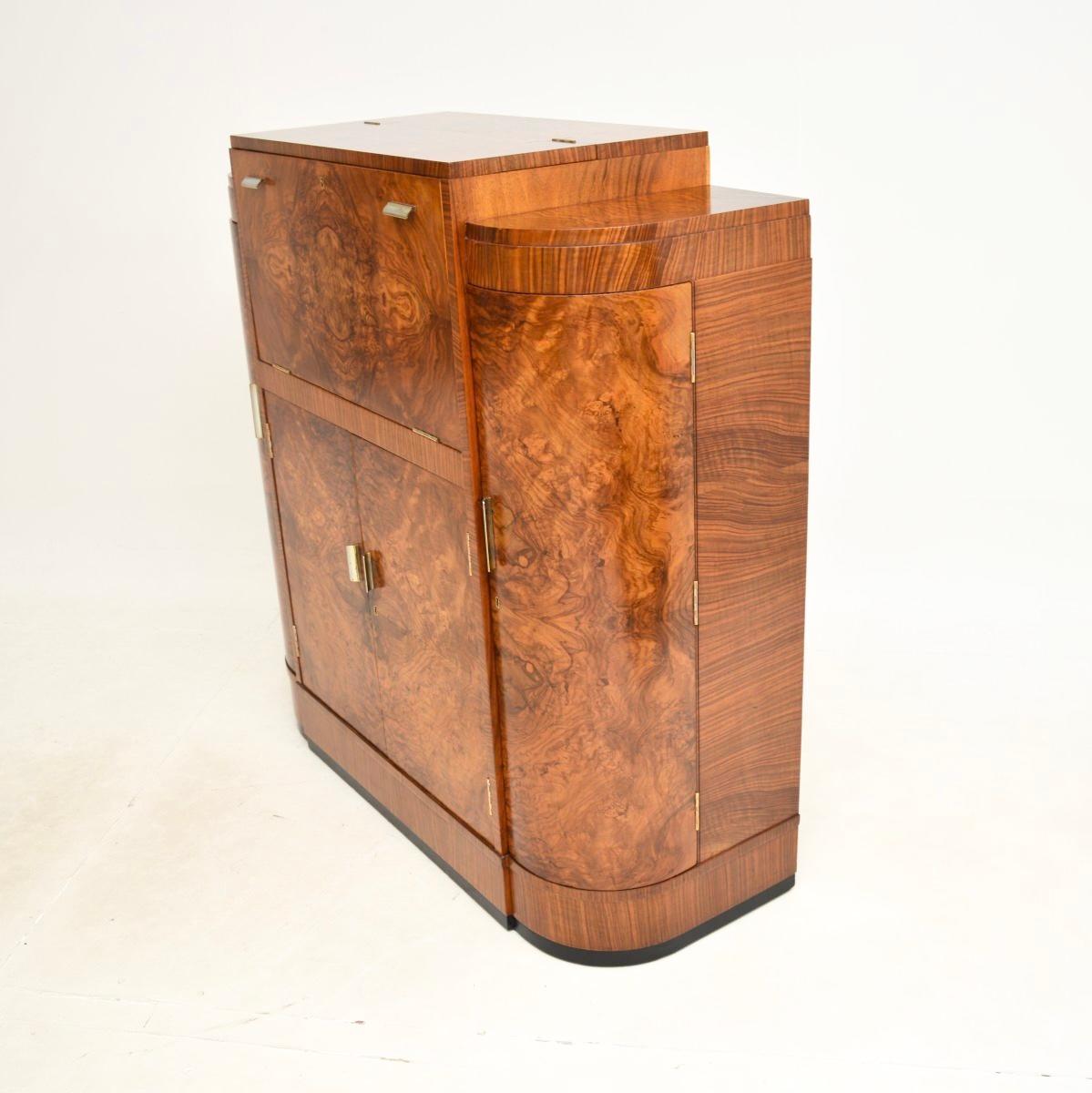 Art Deco Burr Walnut Cocktail Drinks Cabinet by Maple and Co 6