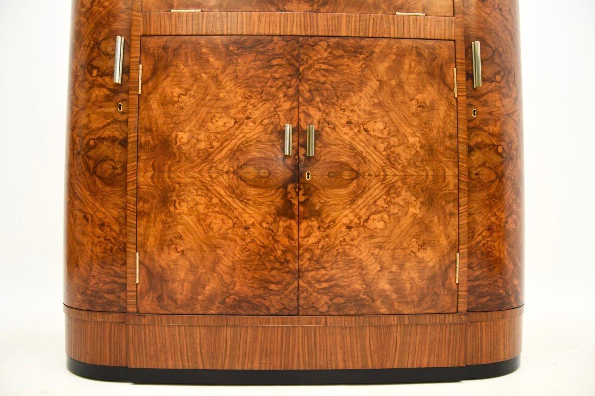 Art Deco Burr Walnut Cocktail Drinks Cabinet by Maple and Co 9