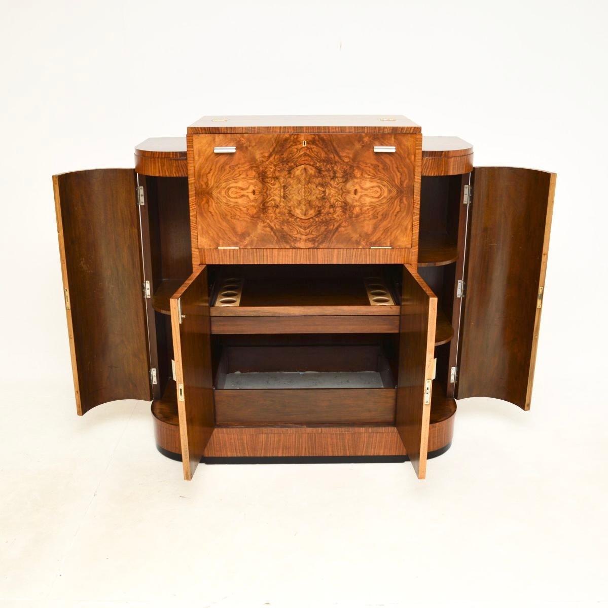 Art Deco Burr Walnut Cocktail Drinks Cabinet by Maple and Co 2