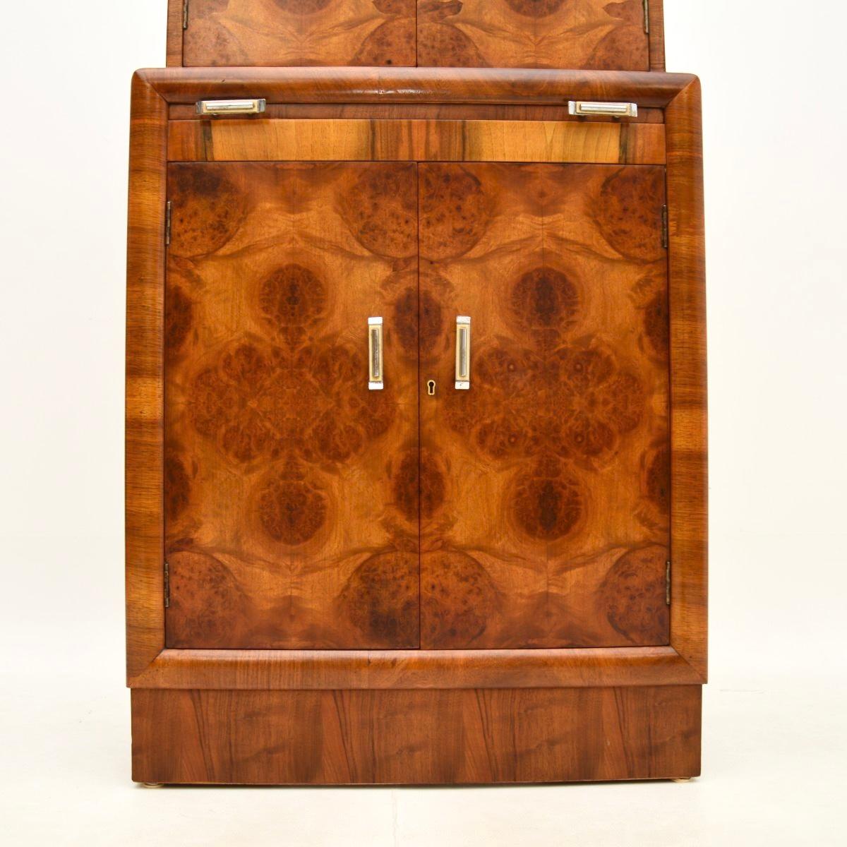 Art Deco Burr Walnut Cocktail Drinks Cabinet 4