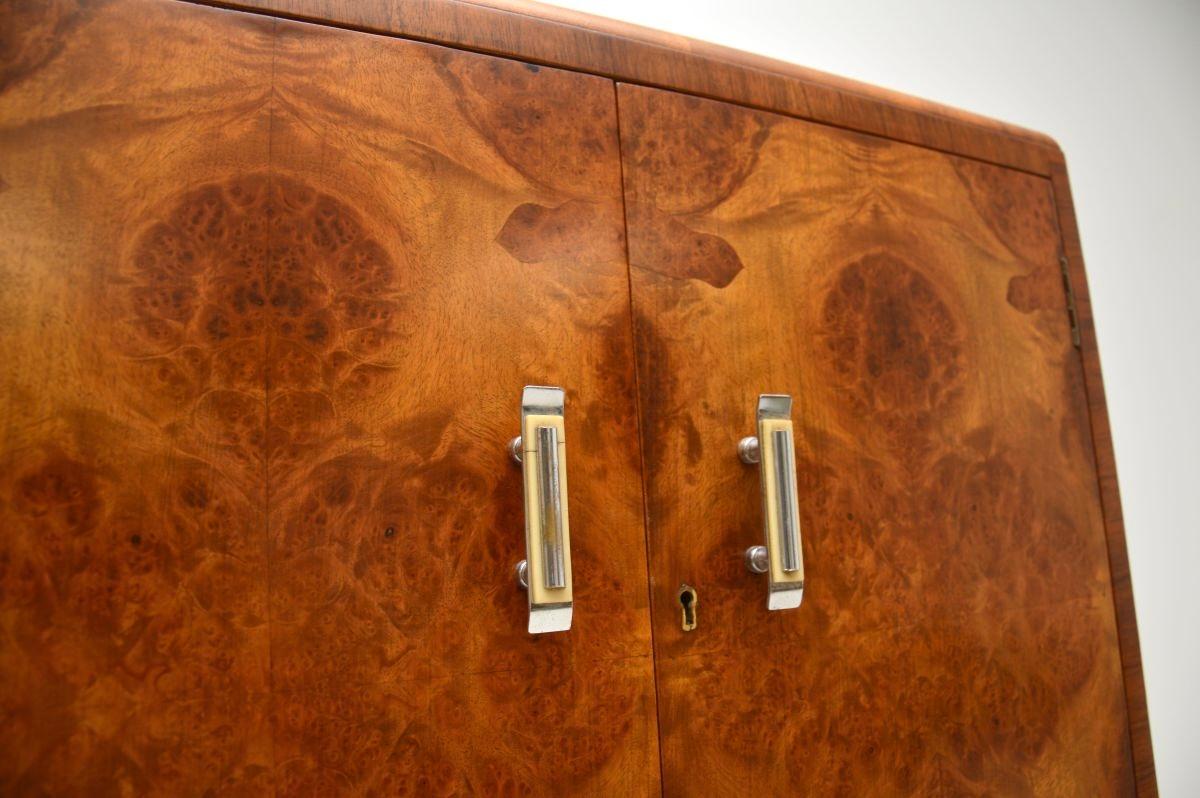 Art Deco Burr Walnut Cocktail Drinks Cabinet 5