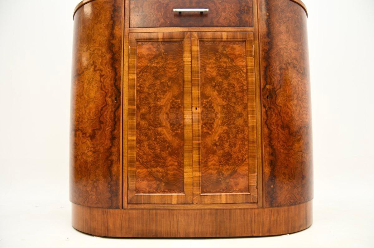 Mobile da cocktail in radica di noce Art Deco in vendita 7