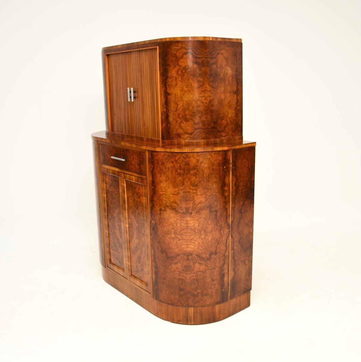 Mobile da cocktail in radica di noce Art Deco in vendita 1