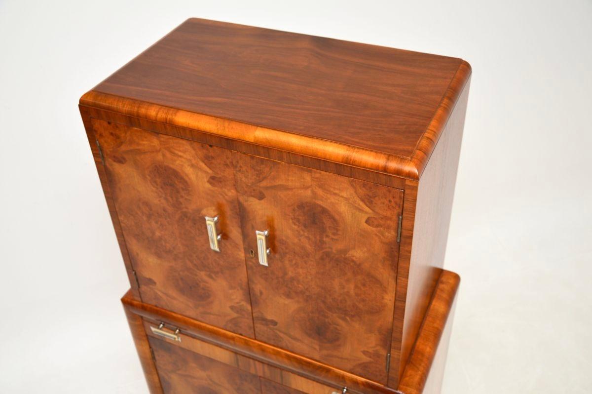 Art Deco Burr Walnut Cocktail Drinks Cabinet 2