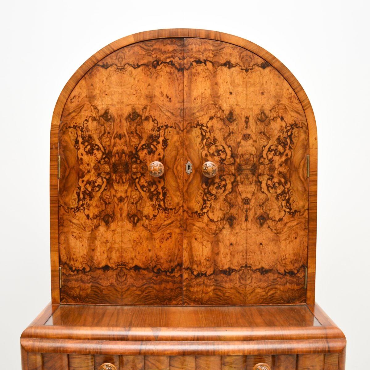 Art Deco Burr Walnut Cocktail Drinks Cabinet 3