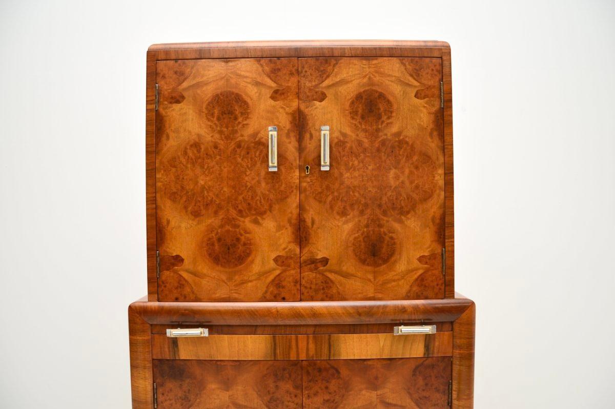 Art Deco Burr Walnut Cocktail Drinks Cabinet 3