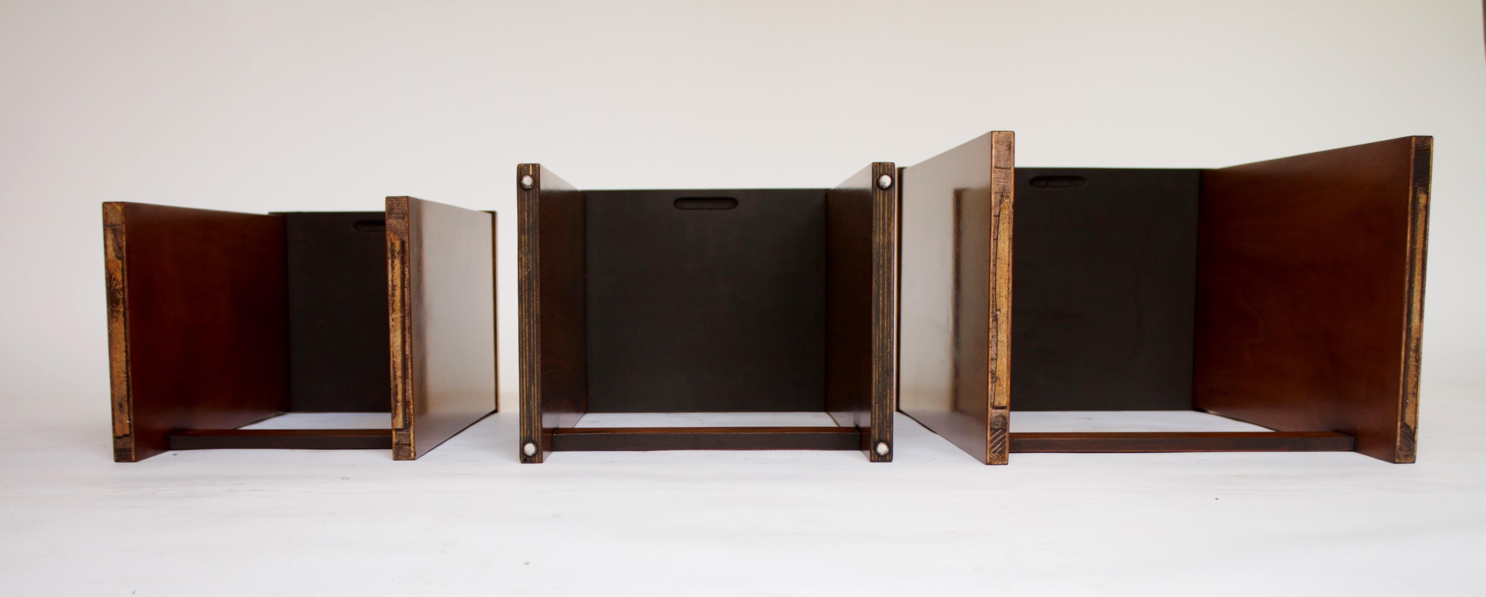 Art Deco Burr  Walnut Coffee table / Nests 3 tables each side, circa 1920s For Sale 9