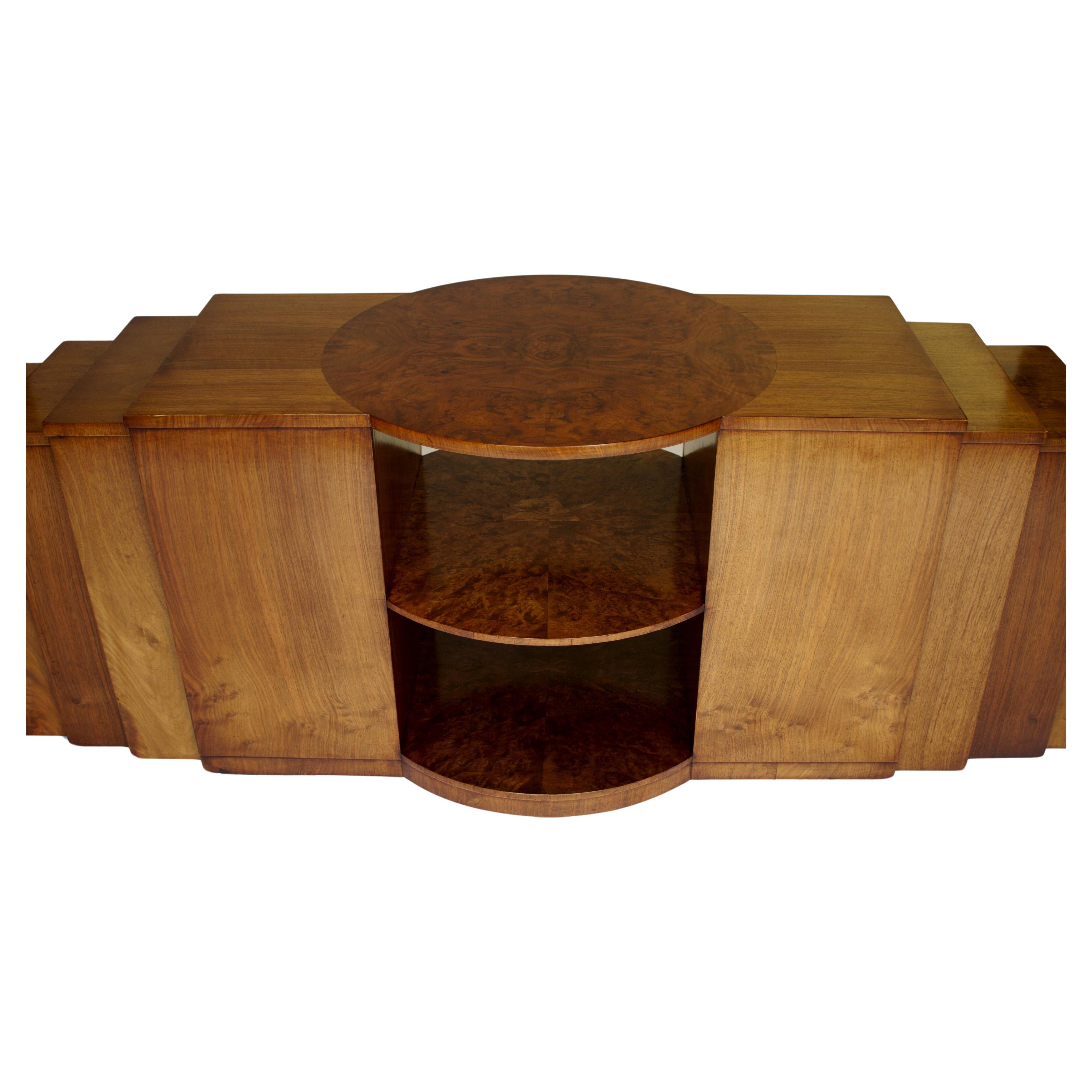Art Deco Burr  Walnut Coffee table / Nests 3 tables each side, circa 1920s