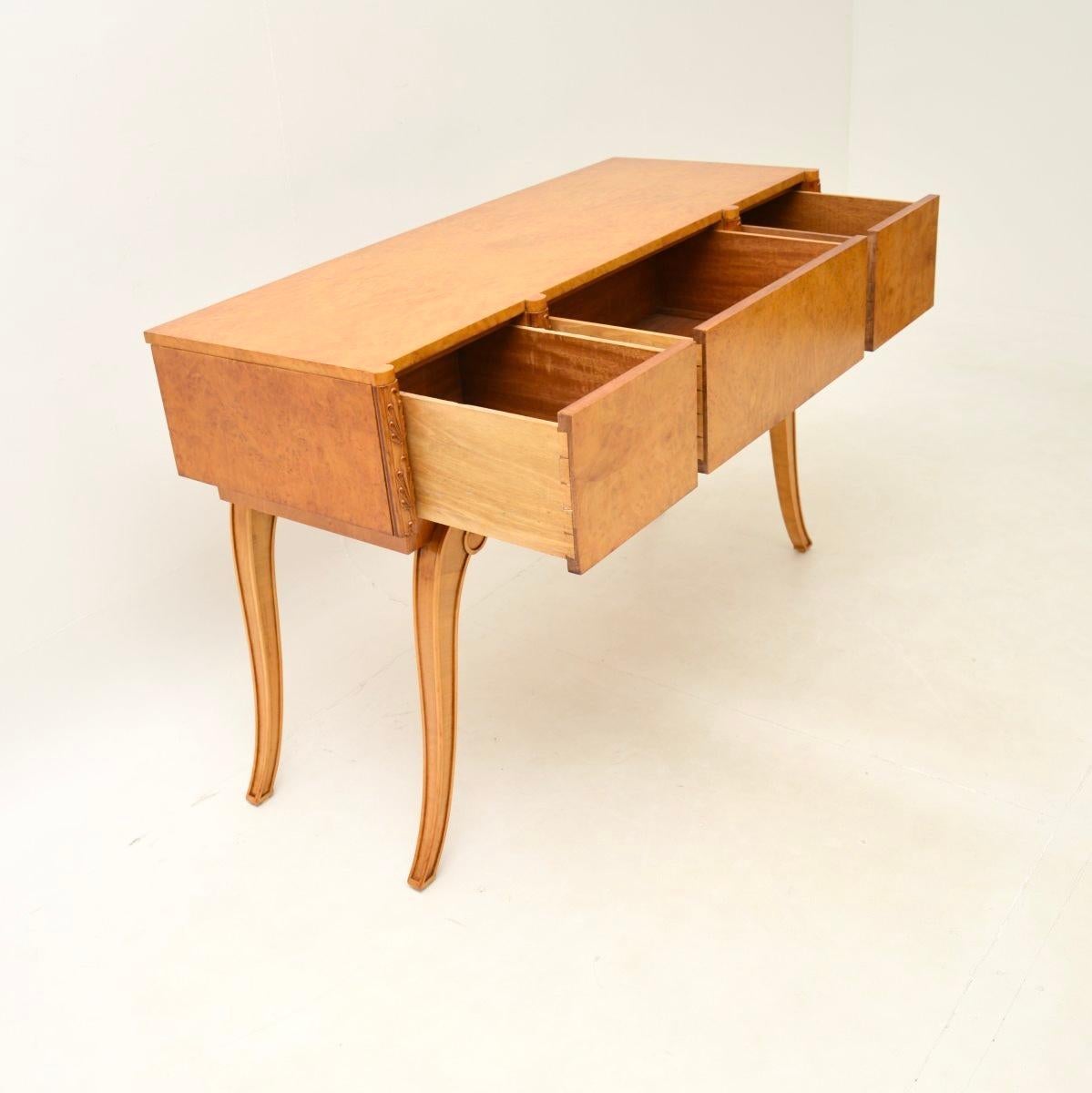 British Art Deco Burr Walnut Console Table by Hille For Sale
