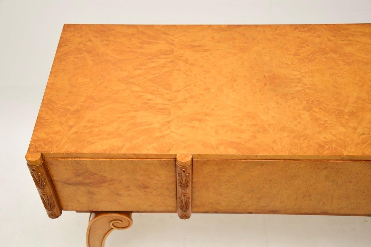 Art Deco Burr Walnut Console Table by Hille For Sale 1