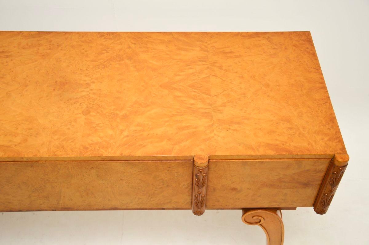Art Deco Burr Walnut Console Table by Hille For Sale 2