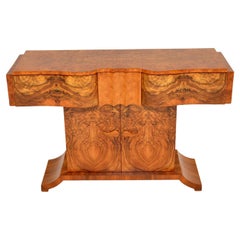 Art Deco Burr Walnut Console Table by Hille