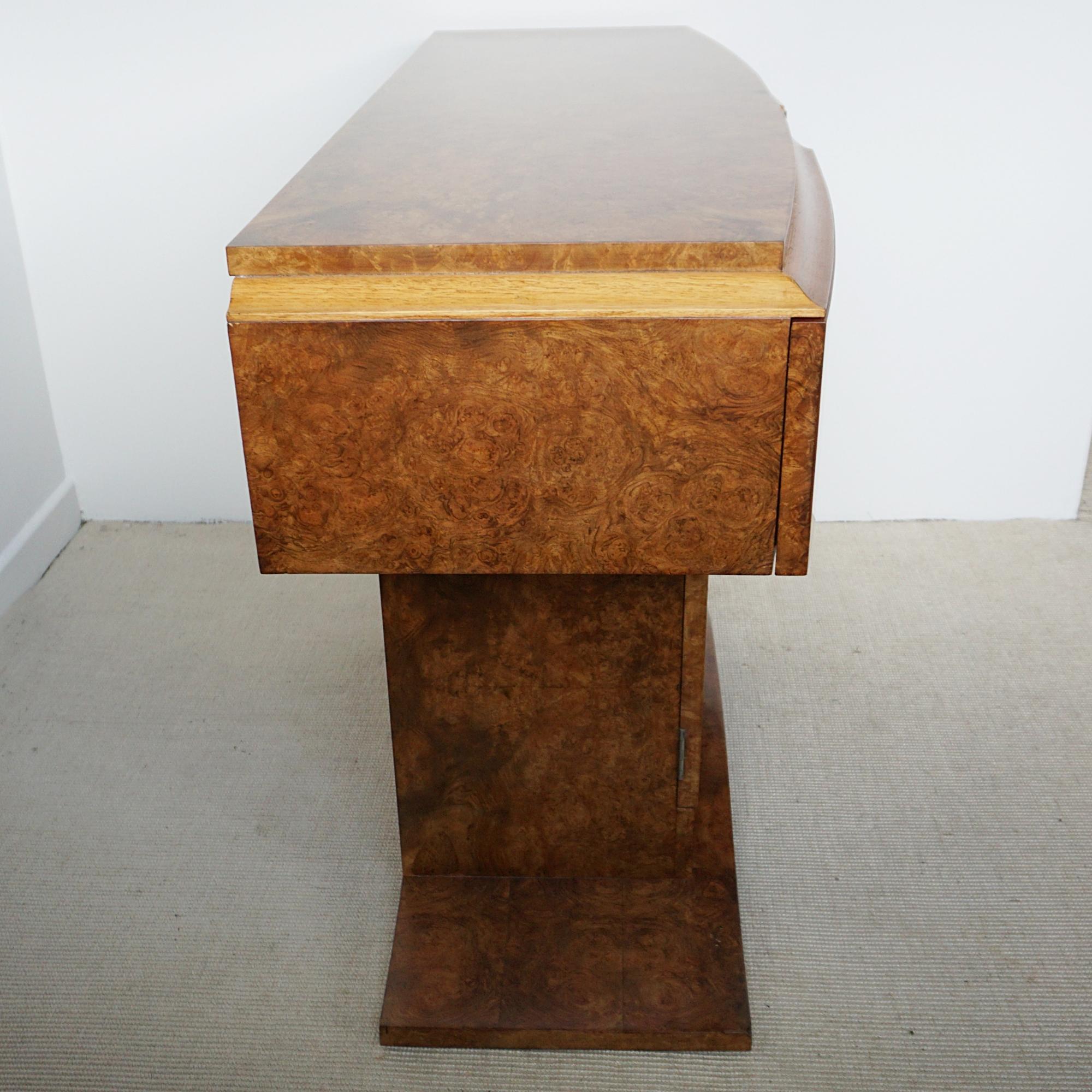 Art Deco Burr Walnut Console Table by Hille of London 6