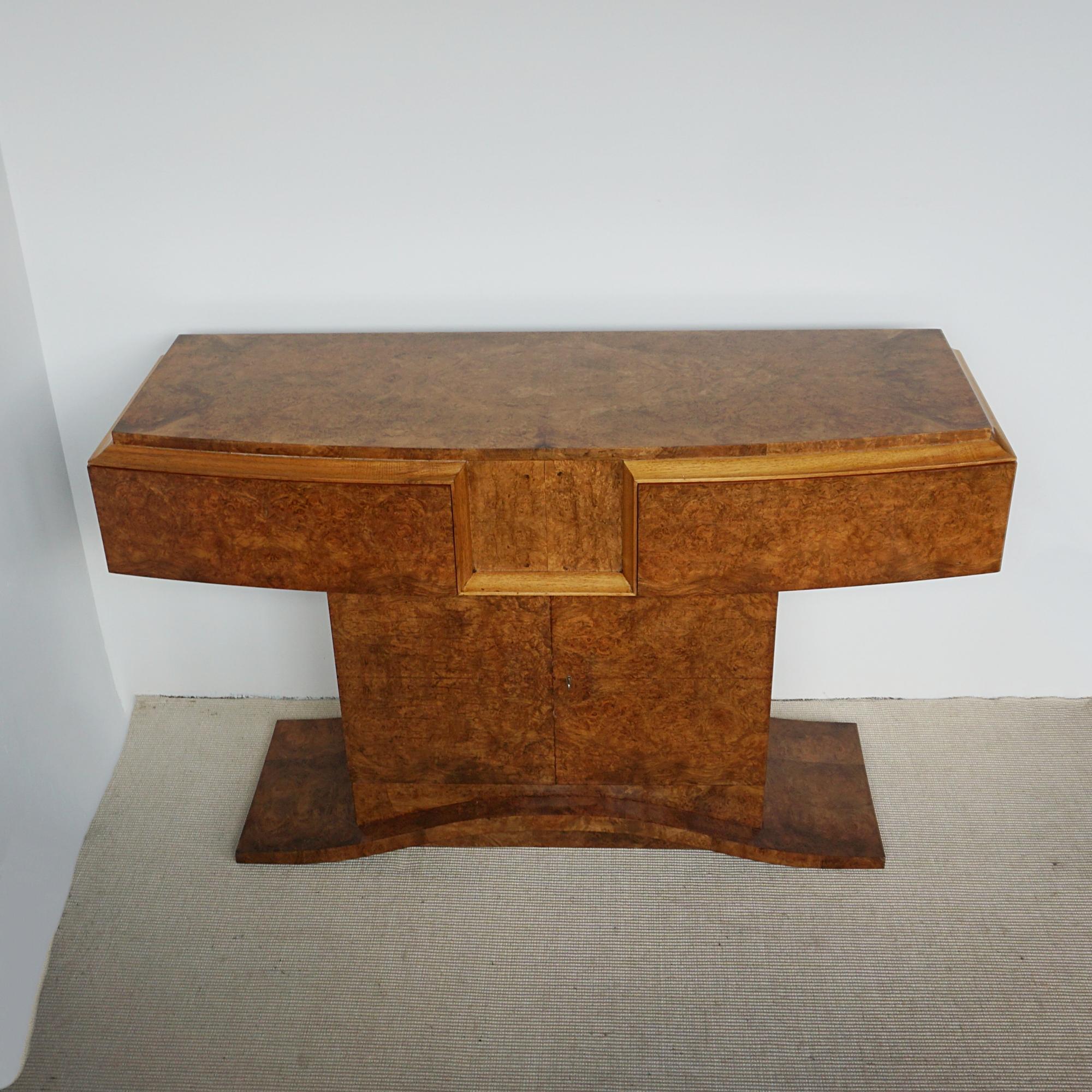 Art Deco Burr Walnut Console Table by Hille of London 9
