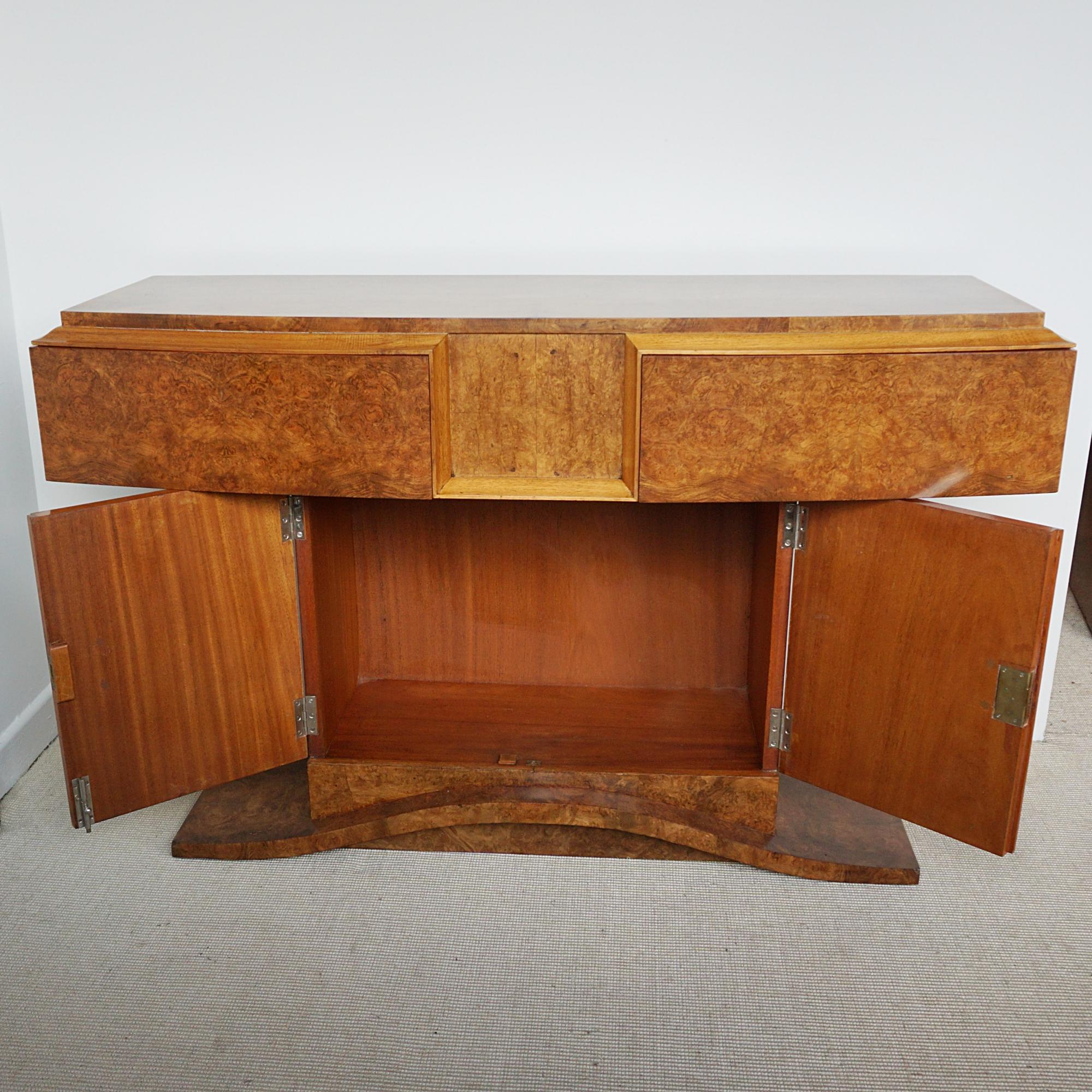 English Art Deco Burr Walnut Console Table by Hille of London