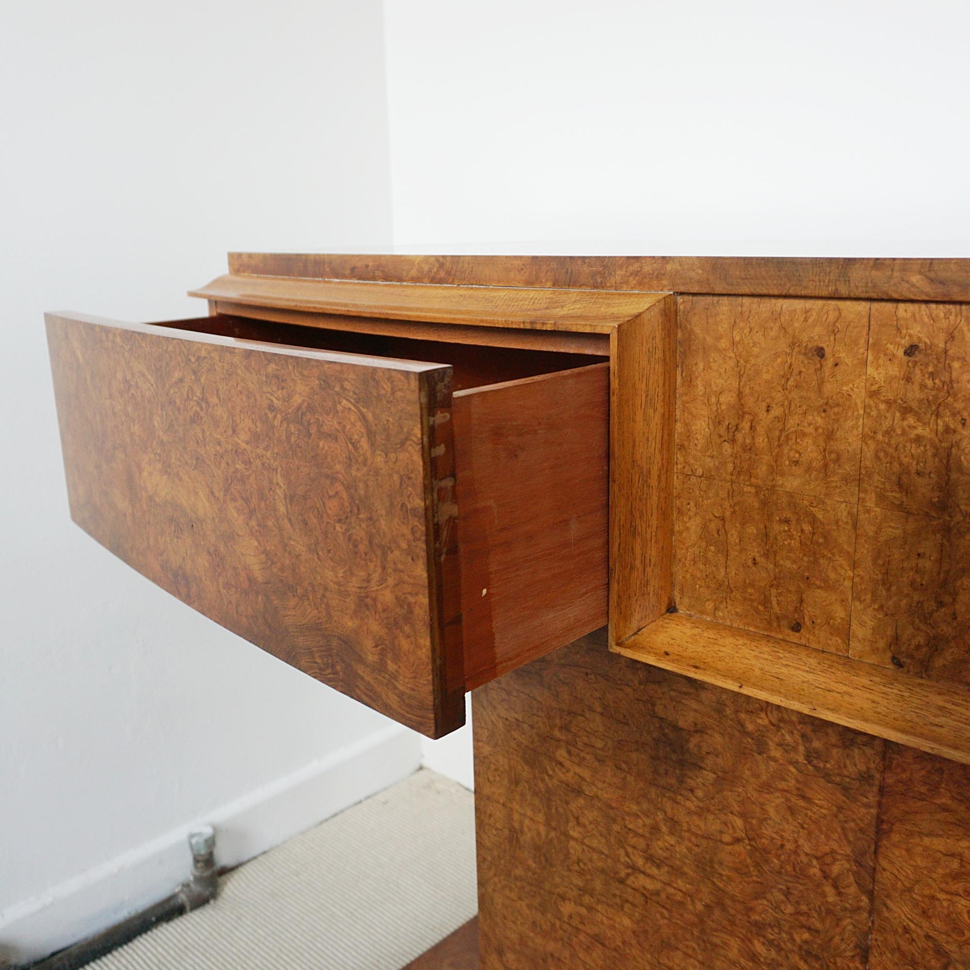 Art Deco Burr Walnut Console Table by Hille of London 1
