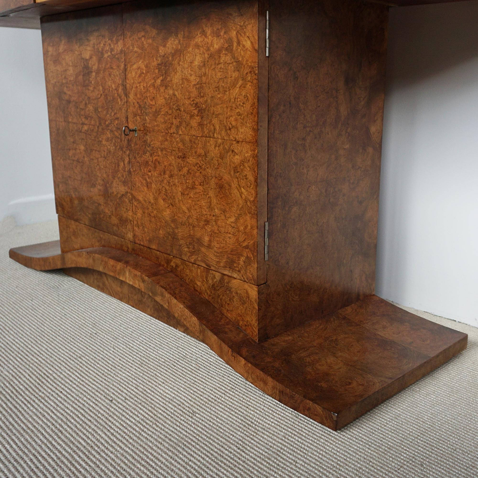 Art Deco Burr Walnut Console Table by Hille of London 4