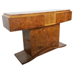 Art Deco Burr Walnut Console Table by Hille of London