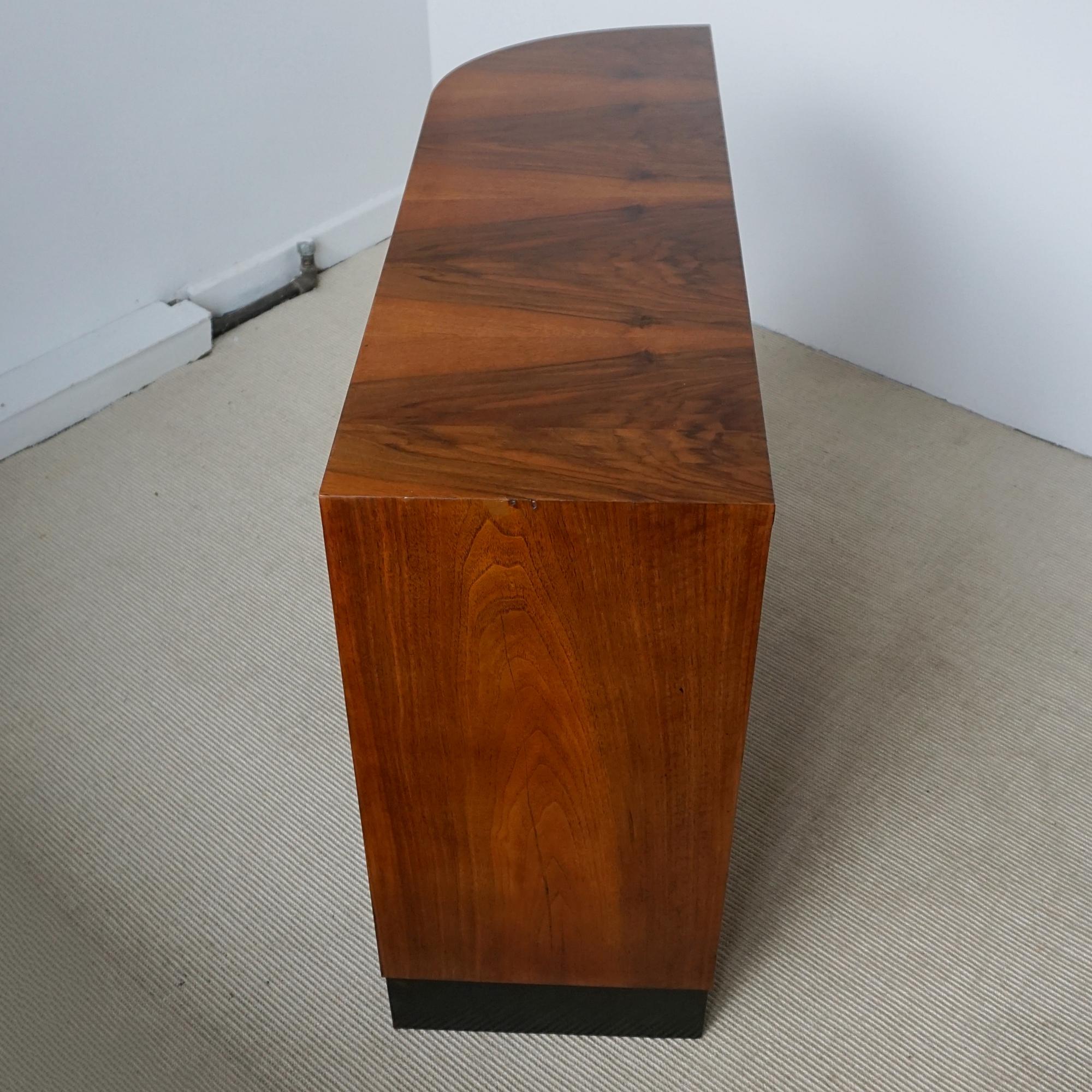 Art Deco Burr Walnut Curved Bookcase 2