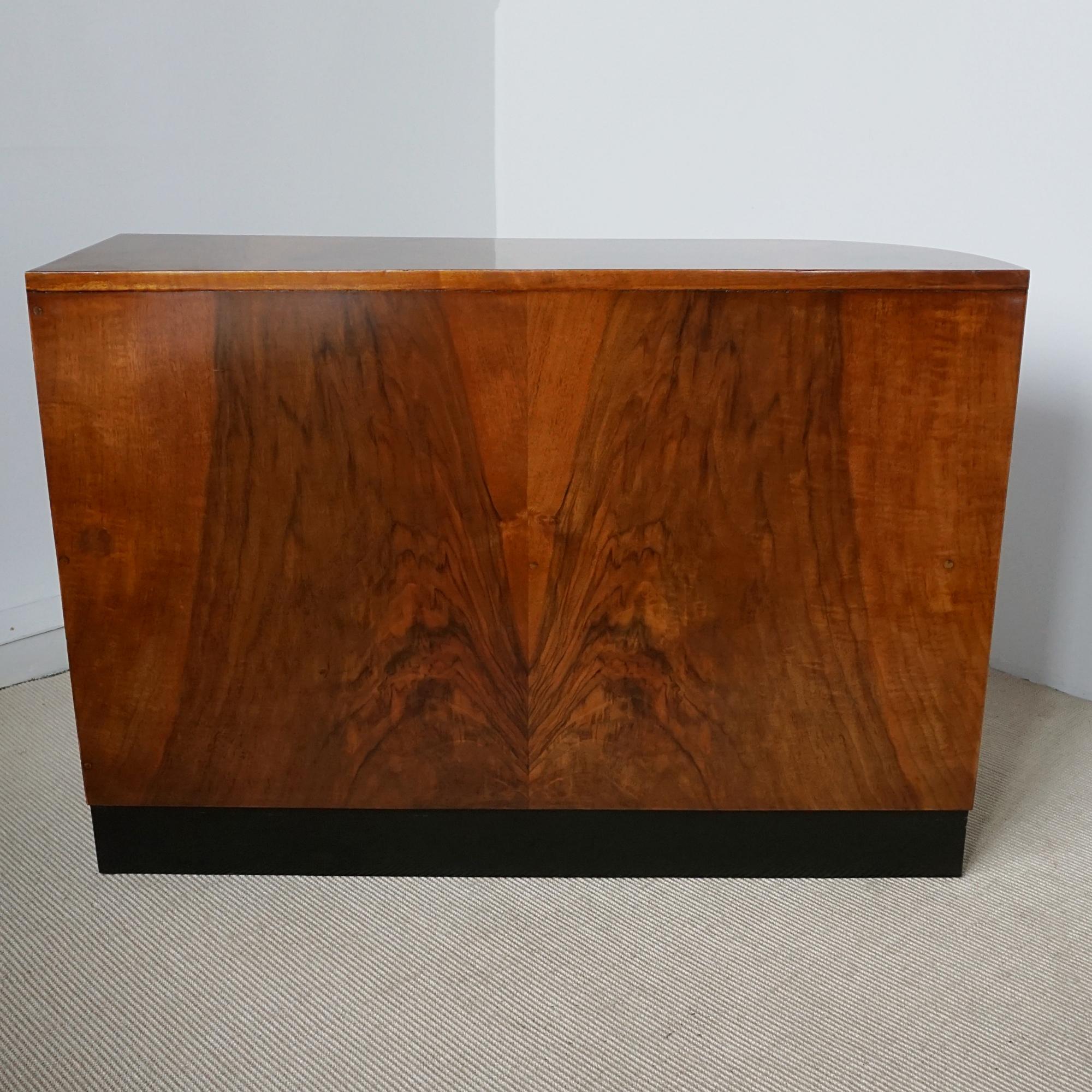 Art Deco Burr Walnut Curved Bookcase 3
