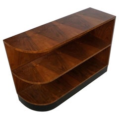 Art Deco Burr Walnut Curved Bookcase