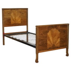 ART DECO BURR WALNUT DECORATIVE INLAID PANELS SiNGLE BED (2/2)