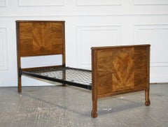 ART DECO BURR WALNUT DECORATIVE INLAID PANELS SiNGLE BED