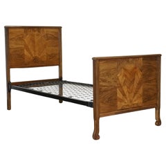 ART DECO BURR WALNUT DECORATIVE INLAID PANELS SiNGLE BED