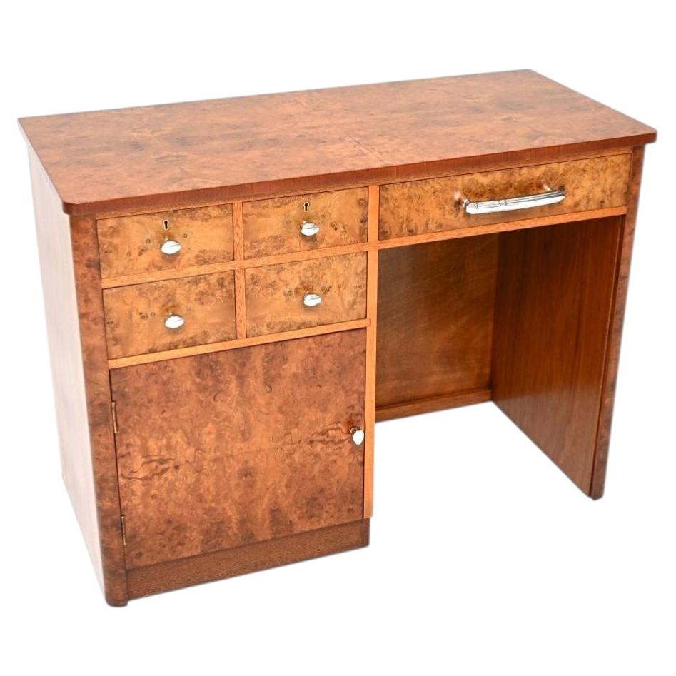 Art Deco Burr Walnut Desk For Sale