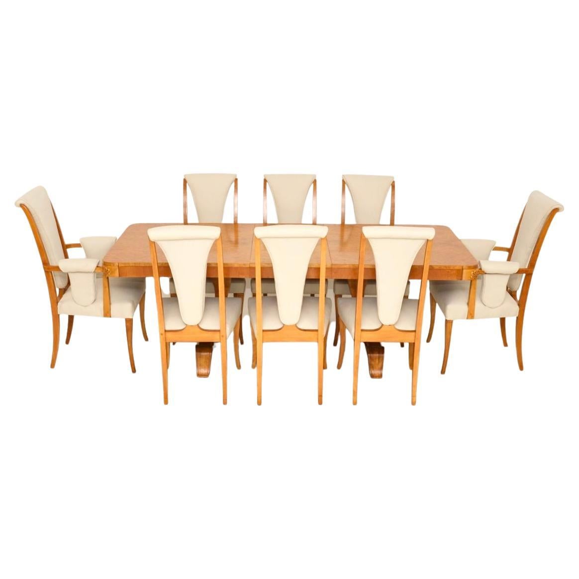 Art Deco Burr Walnut Dining Table and Chairs by Hille