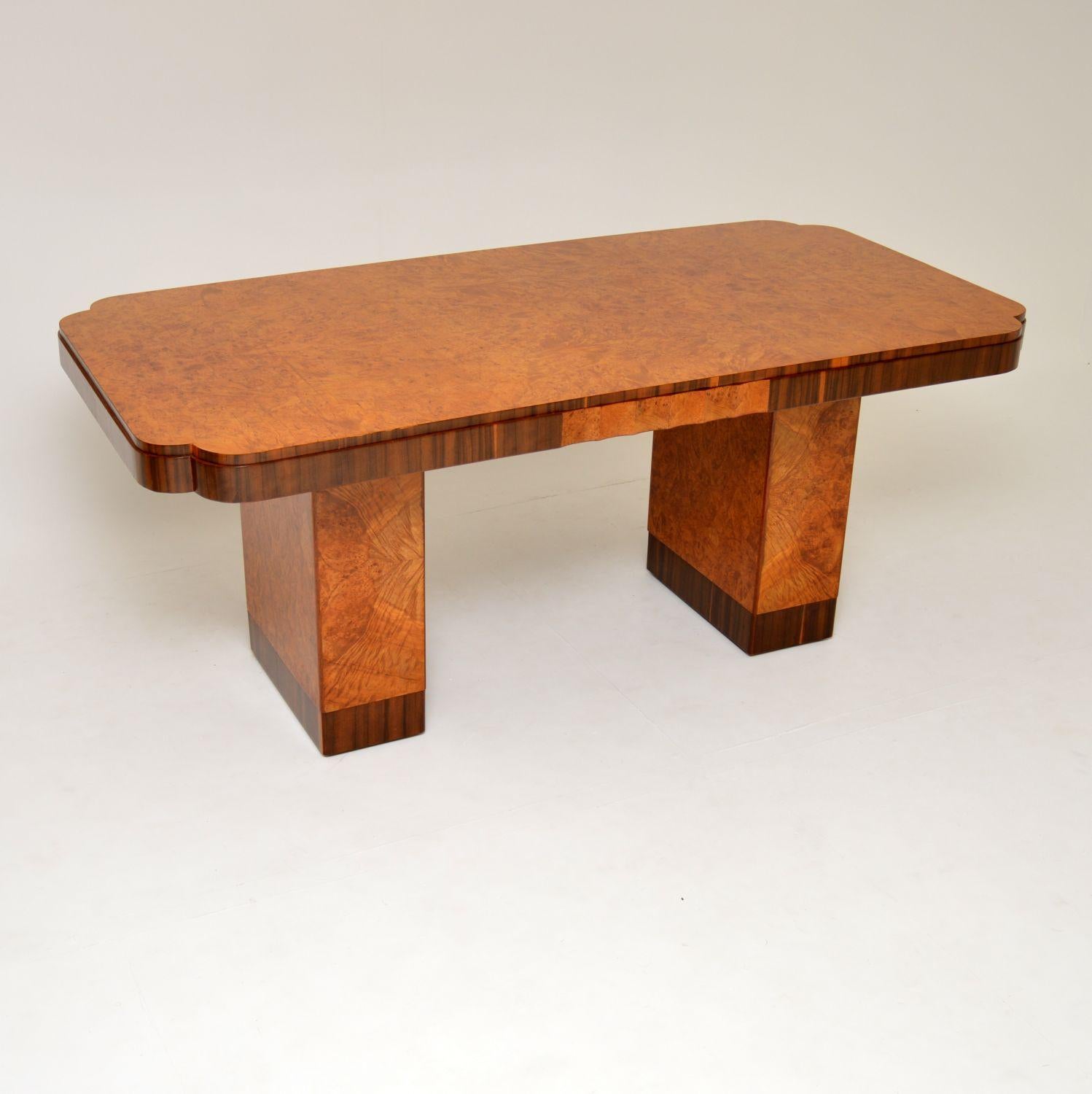 Art Deco Burr Walnut Dining Table and Cloud Back Chairs by Epstein In Good Condition In London, GB