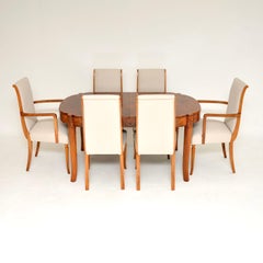Art Deco Burr Walnut Dining Table & Chairs by Hille