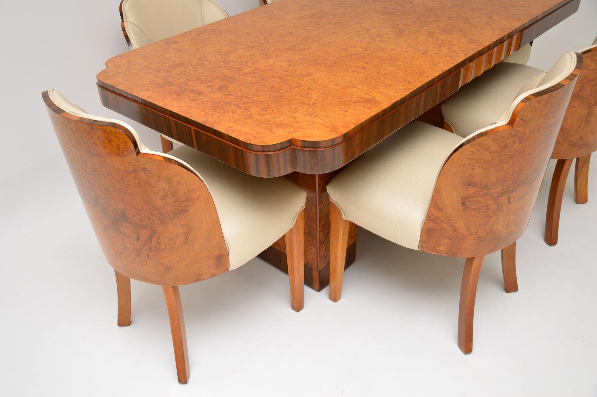 Art Deco Burr Walnut Dining Table and Cloud Back Chairs by Epstein 7