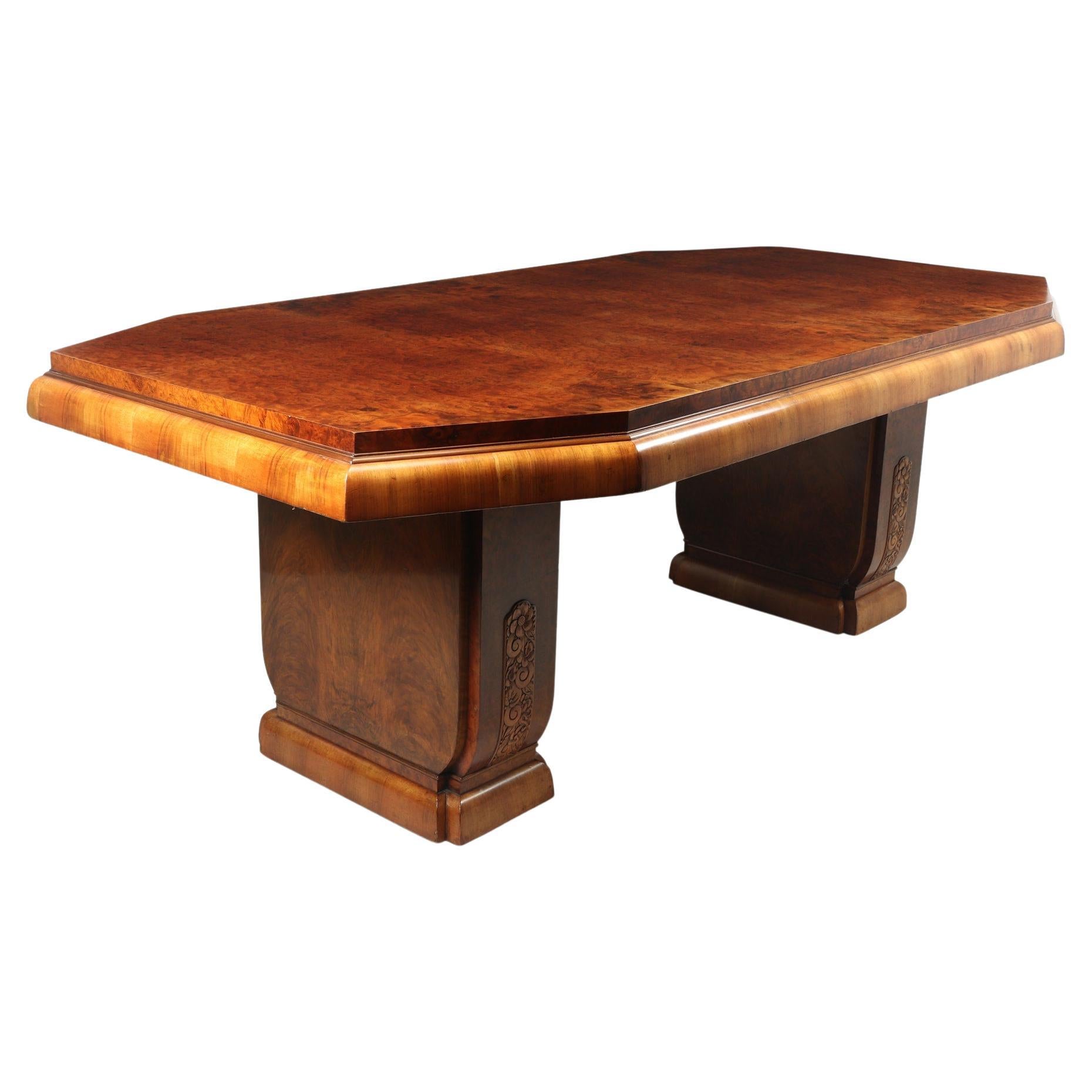 Art Deco Walnut Dining Table at 1stDibs