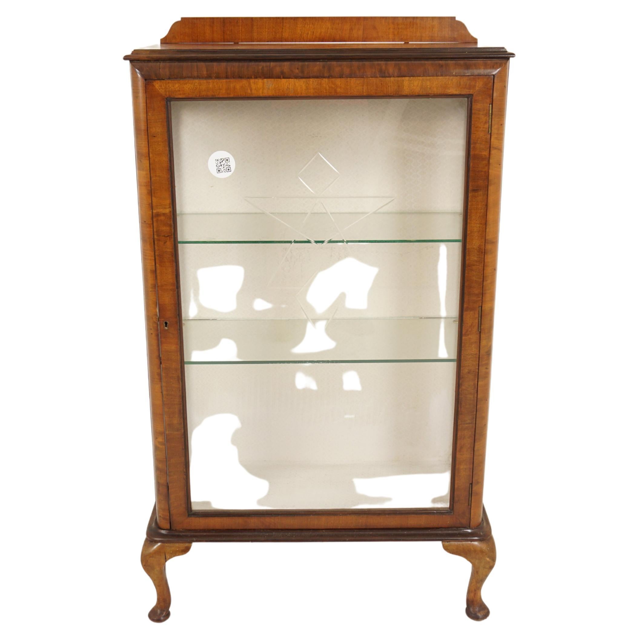 Art Deco Burr Walnut Display and China Etched Glass, Scotland