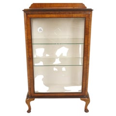 Art Deco Burr Walnut Display 
China Cabinet, Etched Glass, Scotland 1930, H804