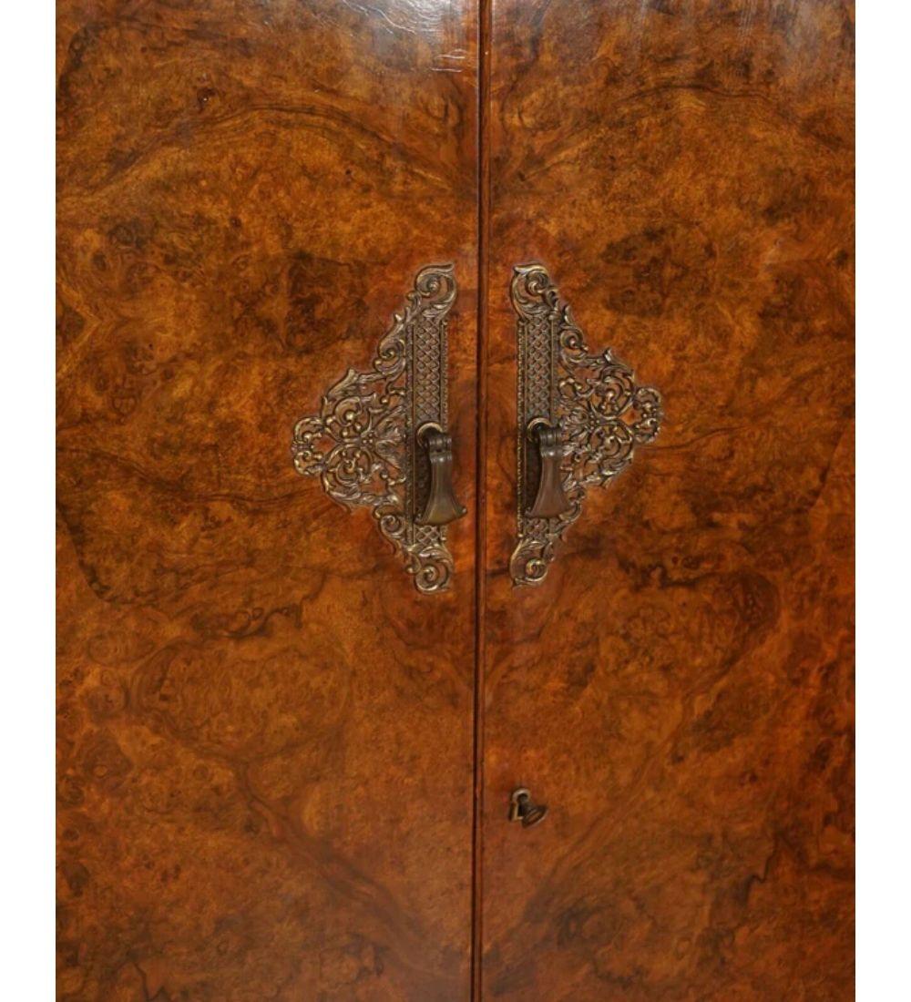 20th Century Art Deco Burr Walnut Double Wardrobe Made in England For Sale