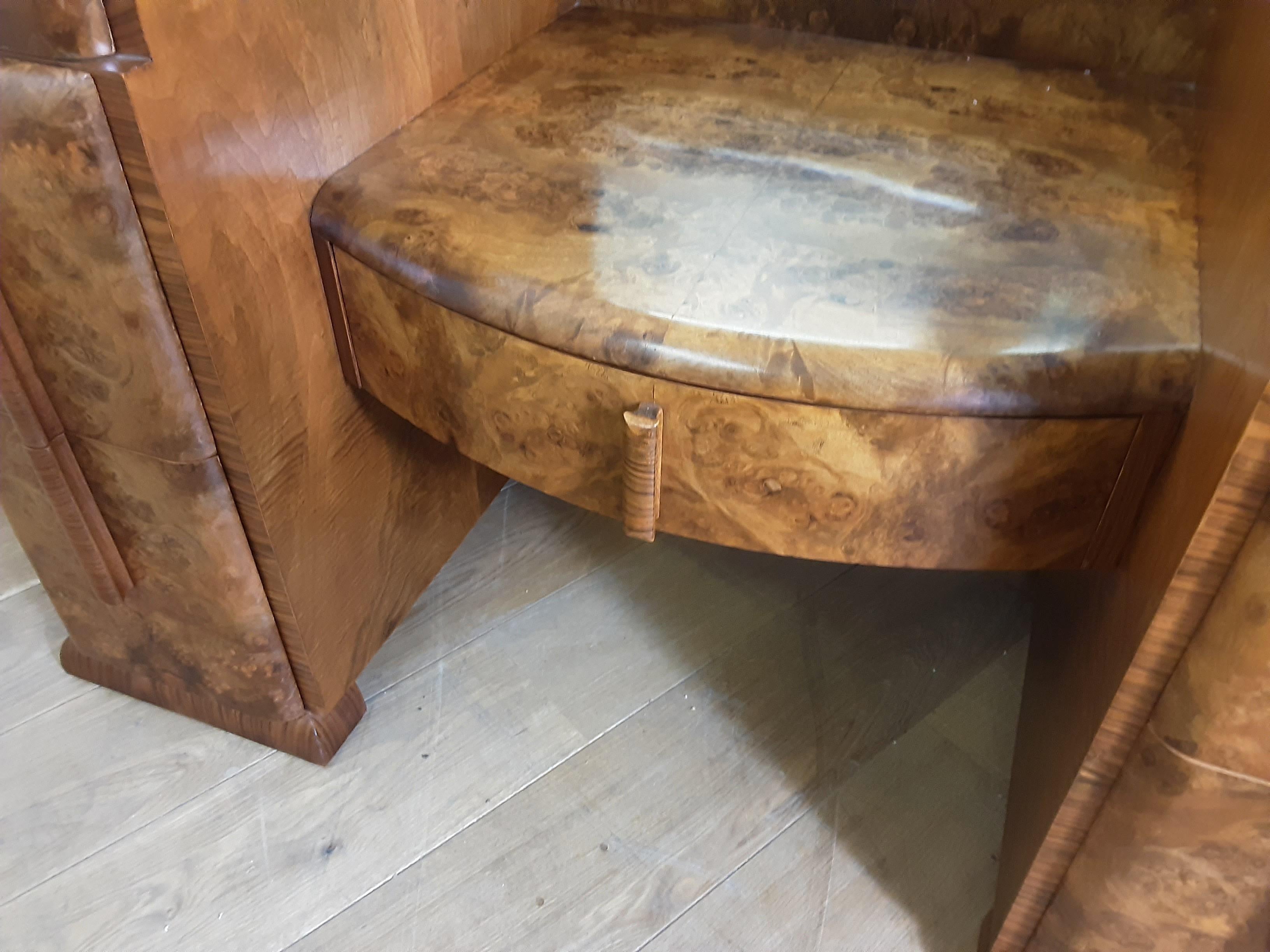 Art Deco Burr Walnut Dressing Table by Grange Furnishing Stores, London For Sale 7