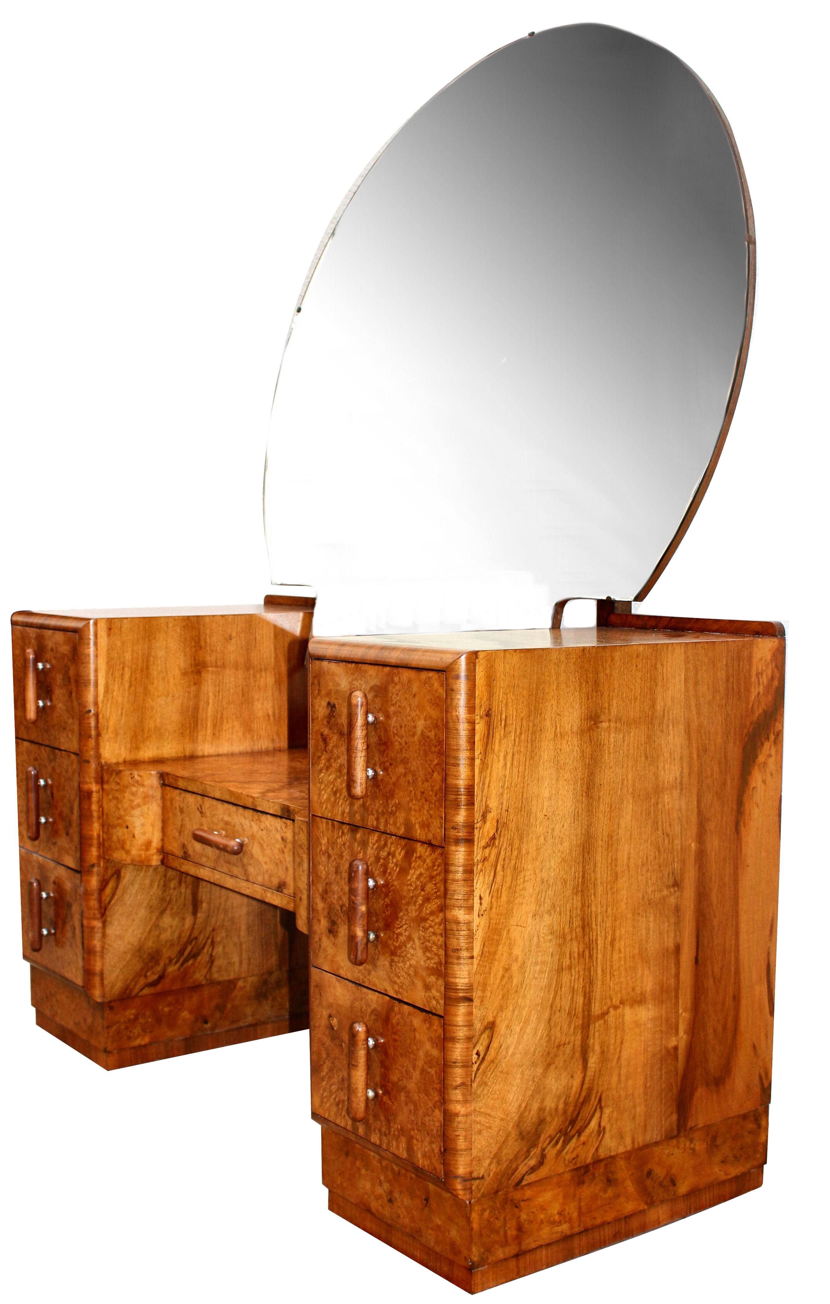 Art Deco Burr Walnut Dressing Table, c1930 In Good Condition In Devon, England