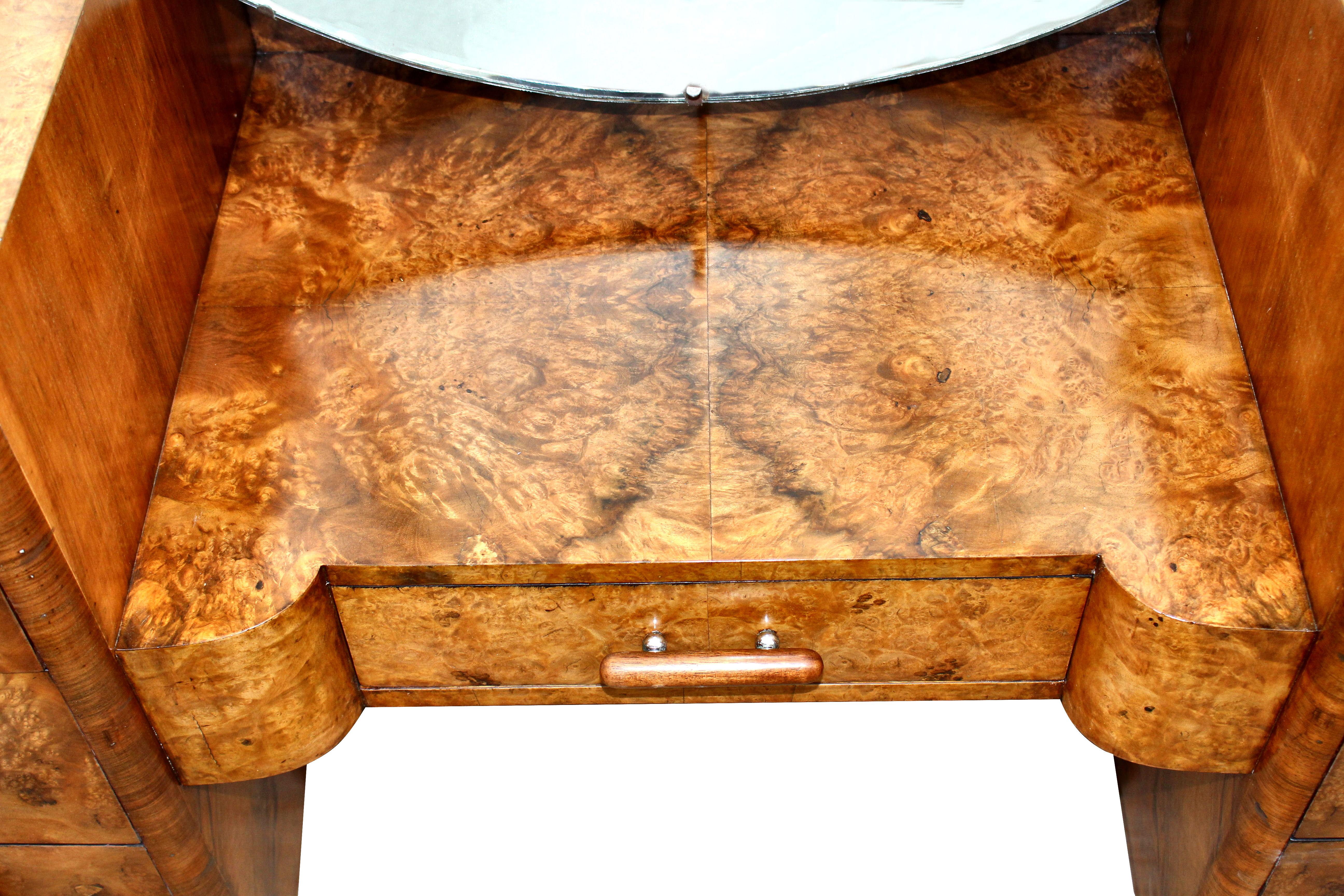 20th Century Art Deco Burr Walnut Dressing Table, c1930