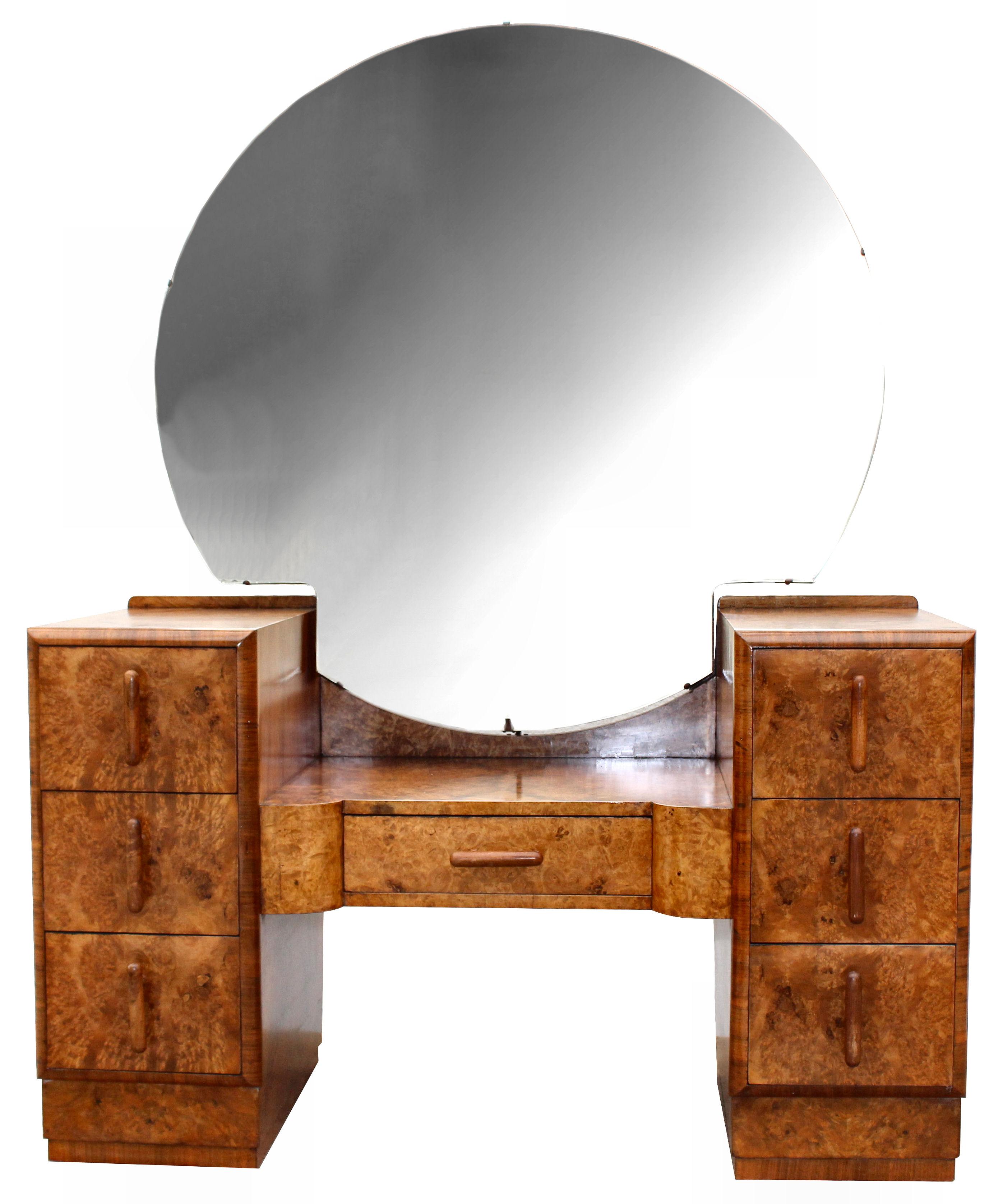 Art Deco Burr Walnut Dressing Table, c1930 2