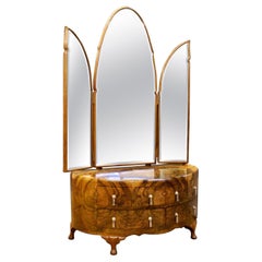 Antique Art Deco Burr Walnut Dressing Table