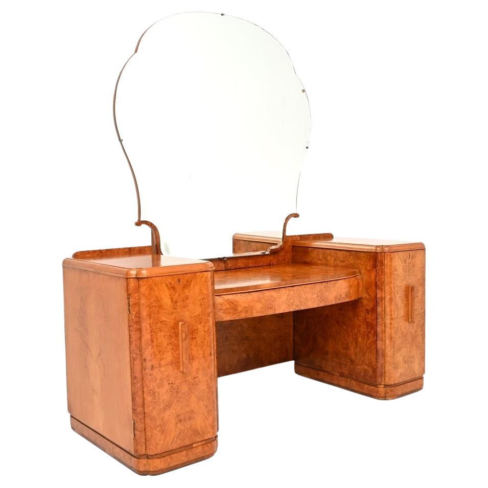 Tavolino da toilette in radica di noce Art Deco