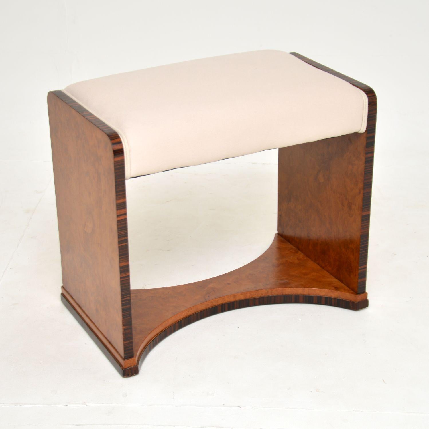 Art Deco Burr Walnut Dressing Table & Stool 6
