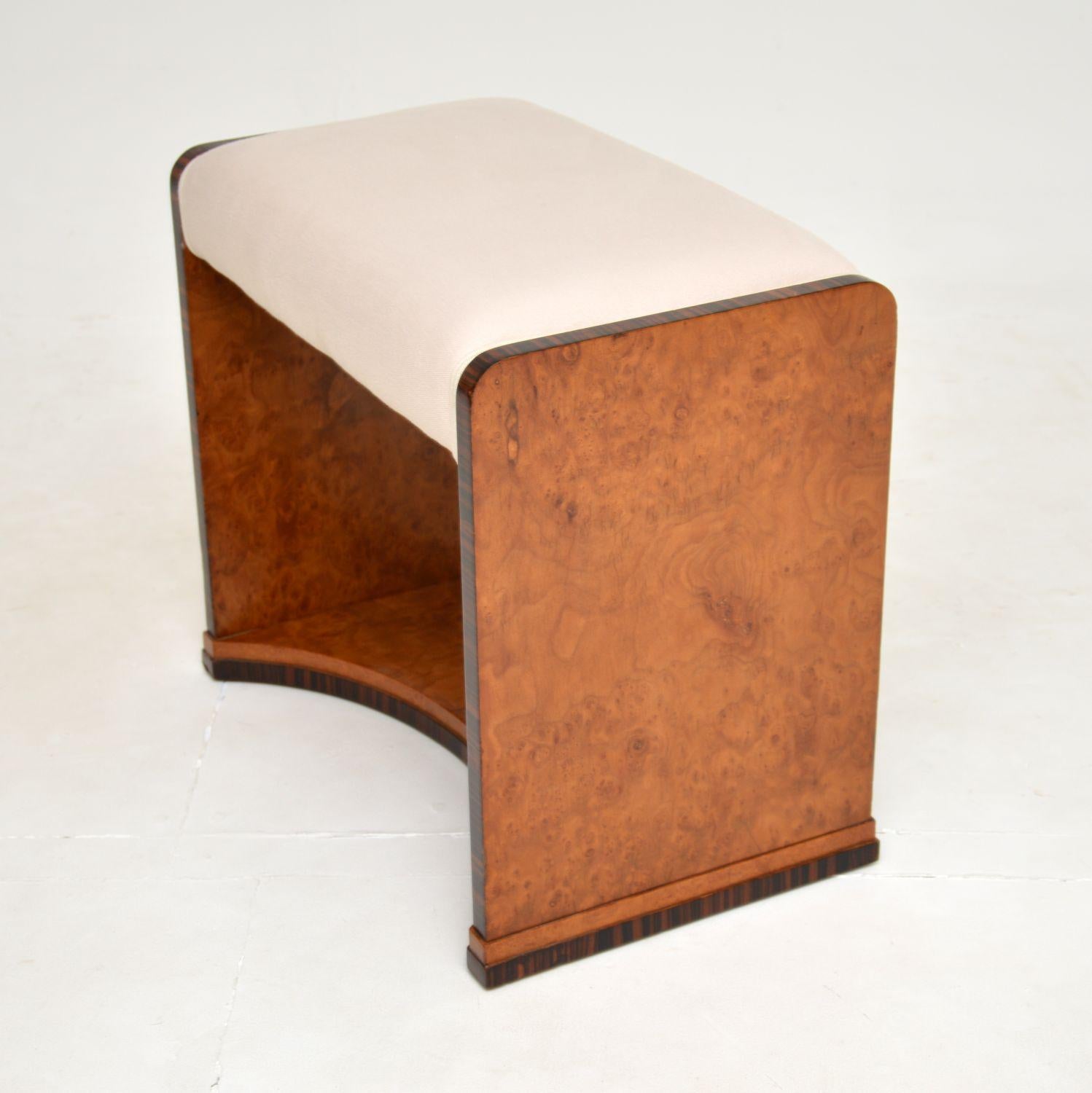 Art Deco Burr Walnut Dressing Table & Stool 8